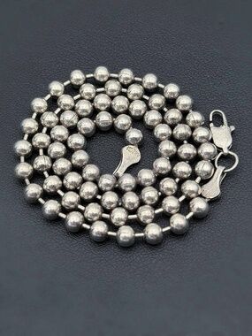 925 Sterling Silver Ball Link Round Bead Chain Necklace 16” 4mm